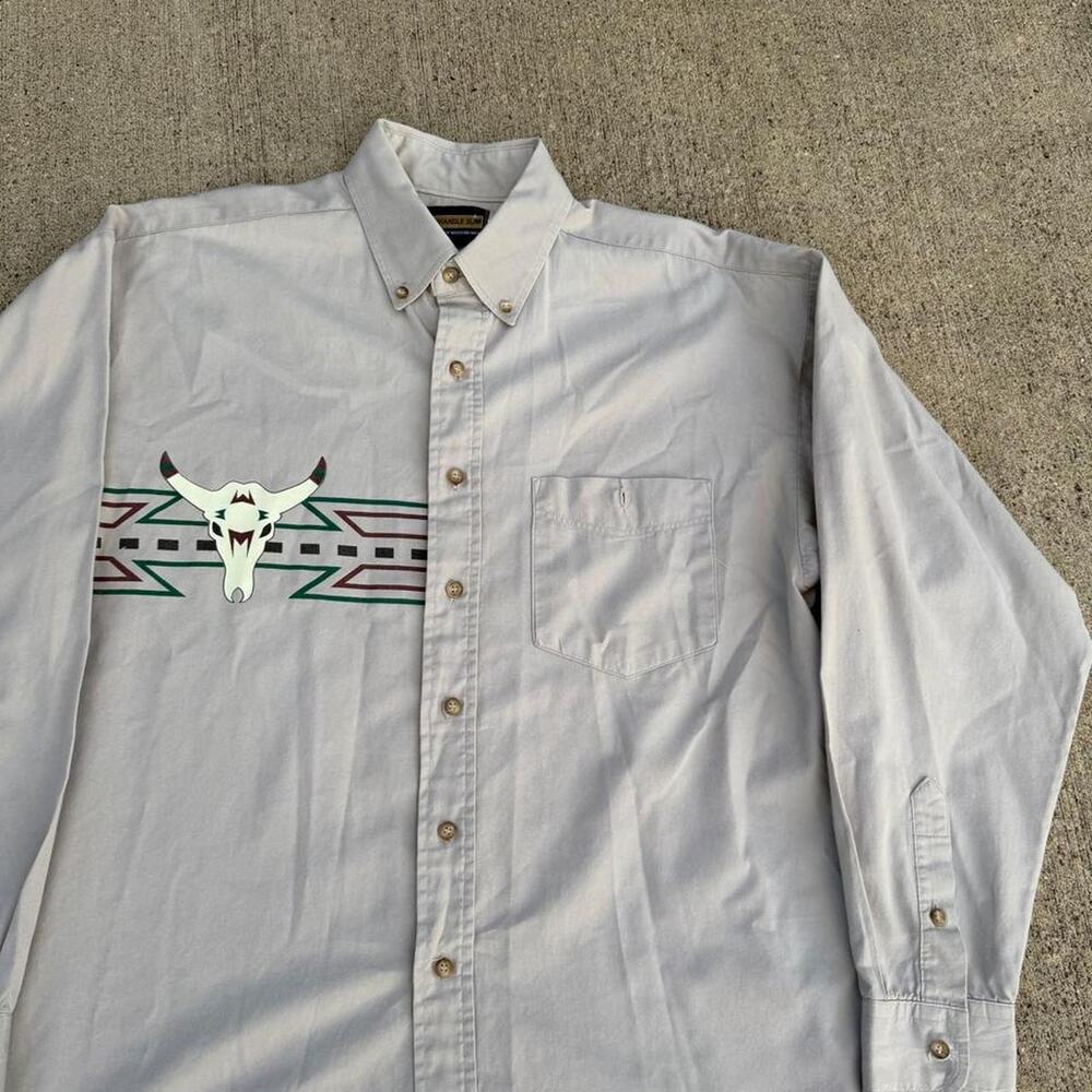 Vintage western button up shirt 90s cow skull large